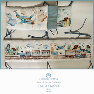 Paracolpi neonato per lettino linea trenino - fatto a mano - Il Tocco di Minerva