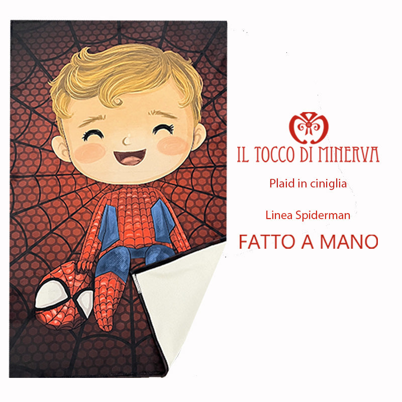 Plaid bambino ciniglia Linea Spiderman - Fatto a Mano - Il Tocco di Minerva