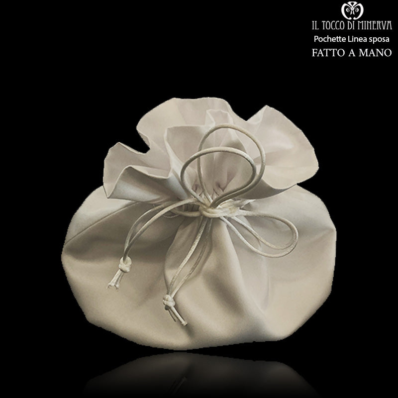 Pochette in seta Linea Sposa bianco freddo - Fatto a mano - Il Tocco di Minerva