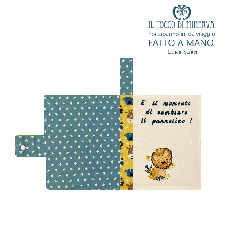 Porta pannolini e salviettine da Viaggio Neonato Linea Safari - Fatto a mano - Il Tocco di Minerva