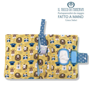 Porta pannolini e salviettine da Viaggio Neonato Linea Safari - Fatto a mano - Il Tocco di Minerva
