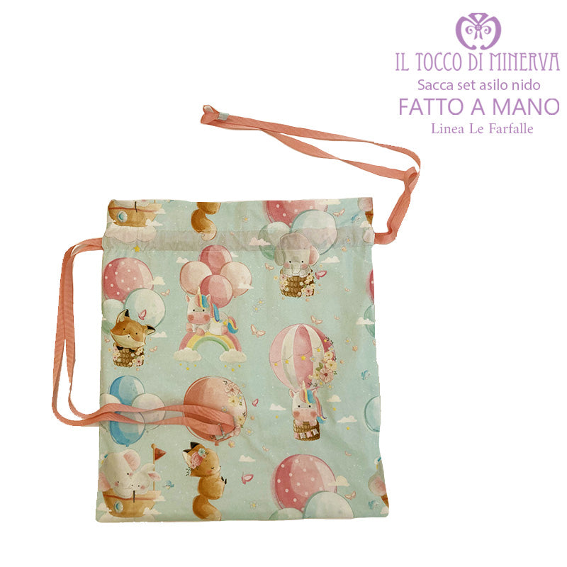 Sacca asilo nido bambina Linea Le farfalle - Fatto a mano - Il Tocco di Minerva