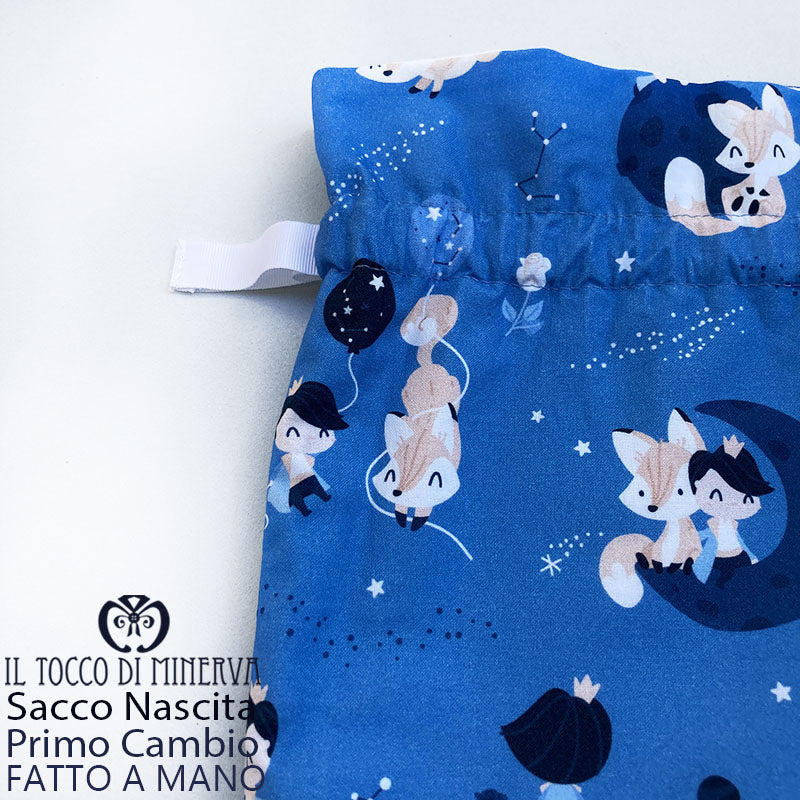 Sacca Primo Cambio Neonato  in Cotone Il Piccolo Principe nome - Fatto a Mano - Il Tocco di Minerva