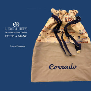 Sacca Primo Cambio Neonato in Cotone linea Corrado - Fatto a Mano - Il Tocco di Minerva