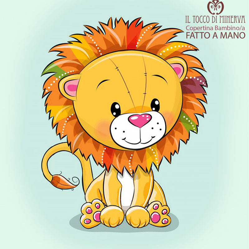 Copertina Bambino in Pile panna e Cotone leone - Fatto a Mano - Il Tocco di Minerva