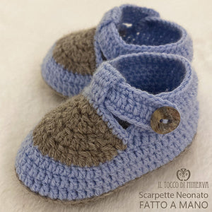 Scarpetta Neonato uncinetto in lana Linea batuffolo - Fatto a Mano - Il Tocco di Minerva