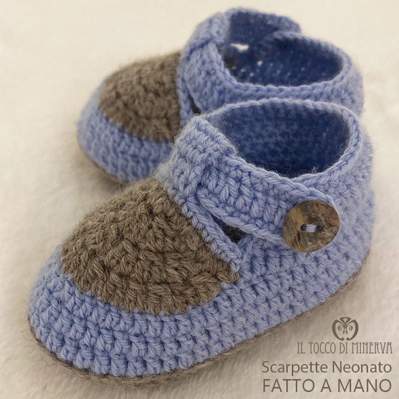 Scarpetta Neonato uncinetto in lana Linea batuffolo - Fatto a Mano - Il Tocco di Minerva