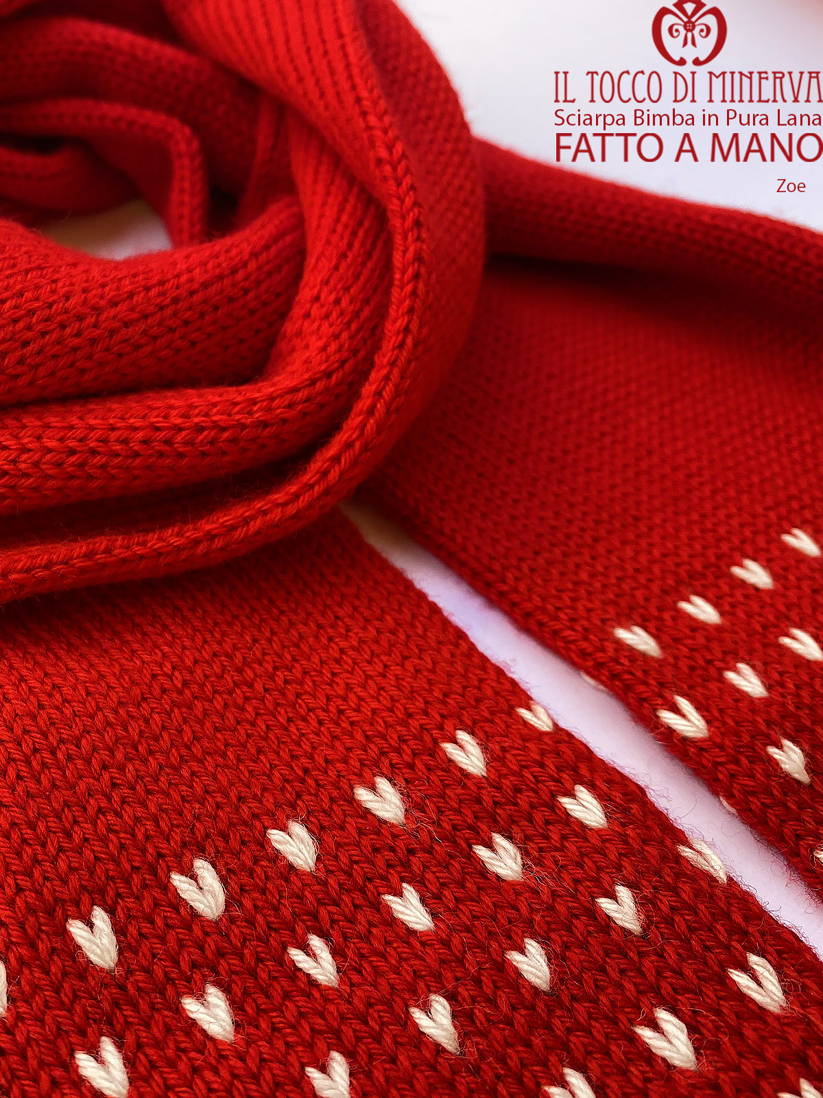 Sciarpa bimba pura lana rosso zoe - Realizzato a Mano - Il Tocco di Minerva