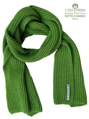 Sciarpa Unisex pura lana verde Neymar - Realizzato a Mano - Il Tocco di Minerva