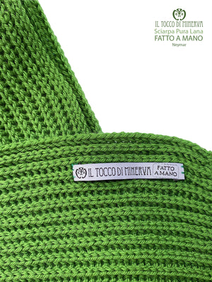 Sciarpa Unisex pura lana verde Neymar - Realizzato a Mano - Il Tocco di Minerva
