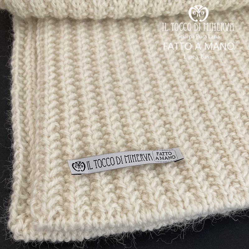 Sciarpa pura lana panna Linea basic unisex - Fatto a Mano - Il Tocco di Minerva