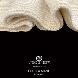 Sciarpa pura lana panna Linea basic unisex - Fatto a Mano - Il Tocco di Minerva