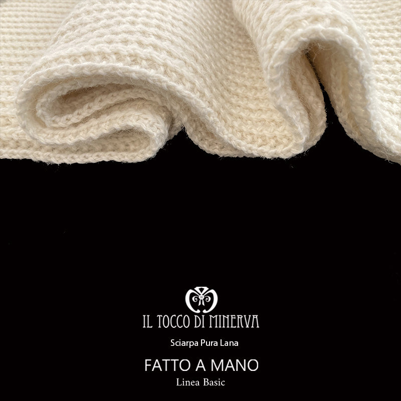 Sciarpa pura lana panna Linea basic unisex - Fatto a Mano - Il Tocco di Minerva