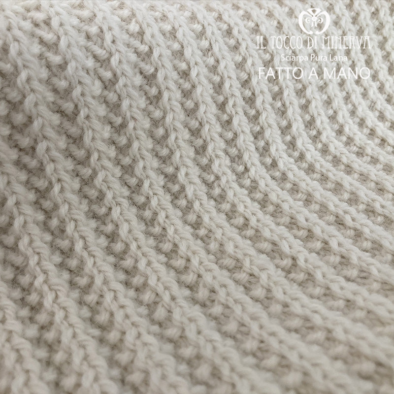 Sciarpa pura lana panna Linea basic unisex - Fatto a Mano - Il Tocco di Minerva