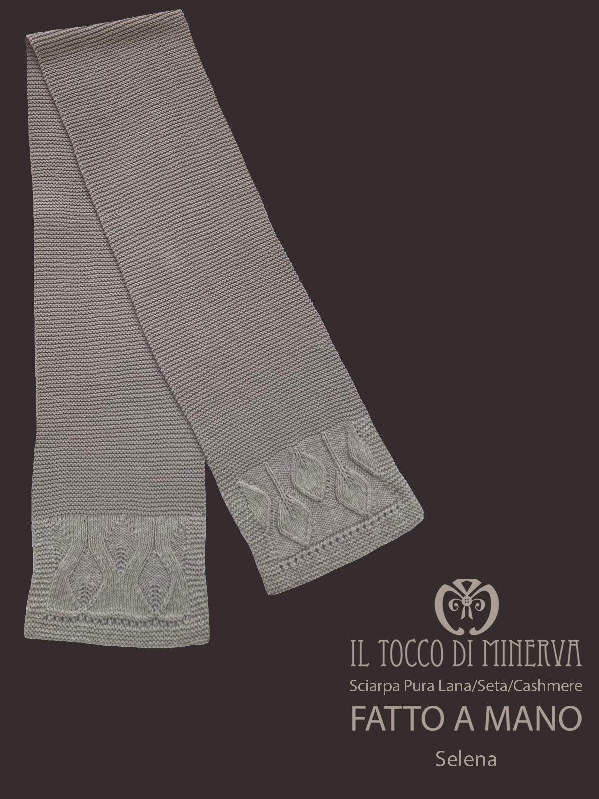 Sciarpa e cappello pura lana cashmere e seta tortora Selena - Realizzato a Mano - Il Tocco di Minerva