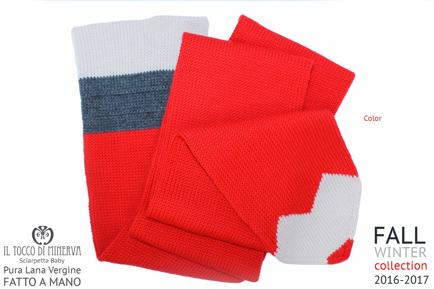 Sciarpetta Bimbo/a Color Pura Lana Vergine merinos - realizzata a mano - HandMade - Il Tocco di Minerva
