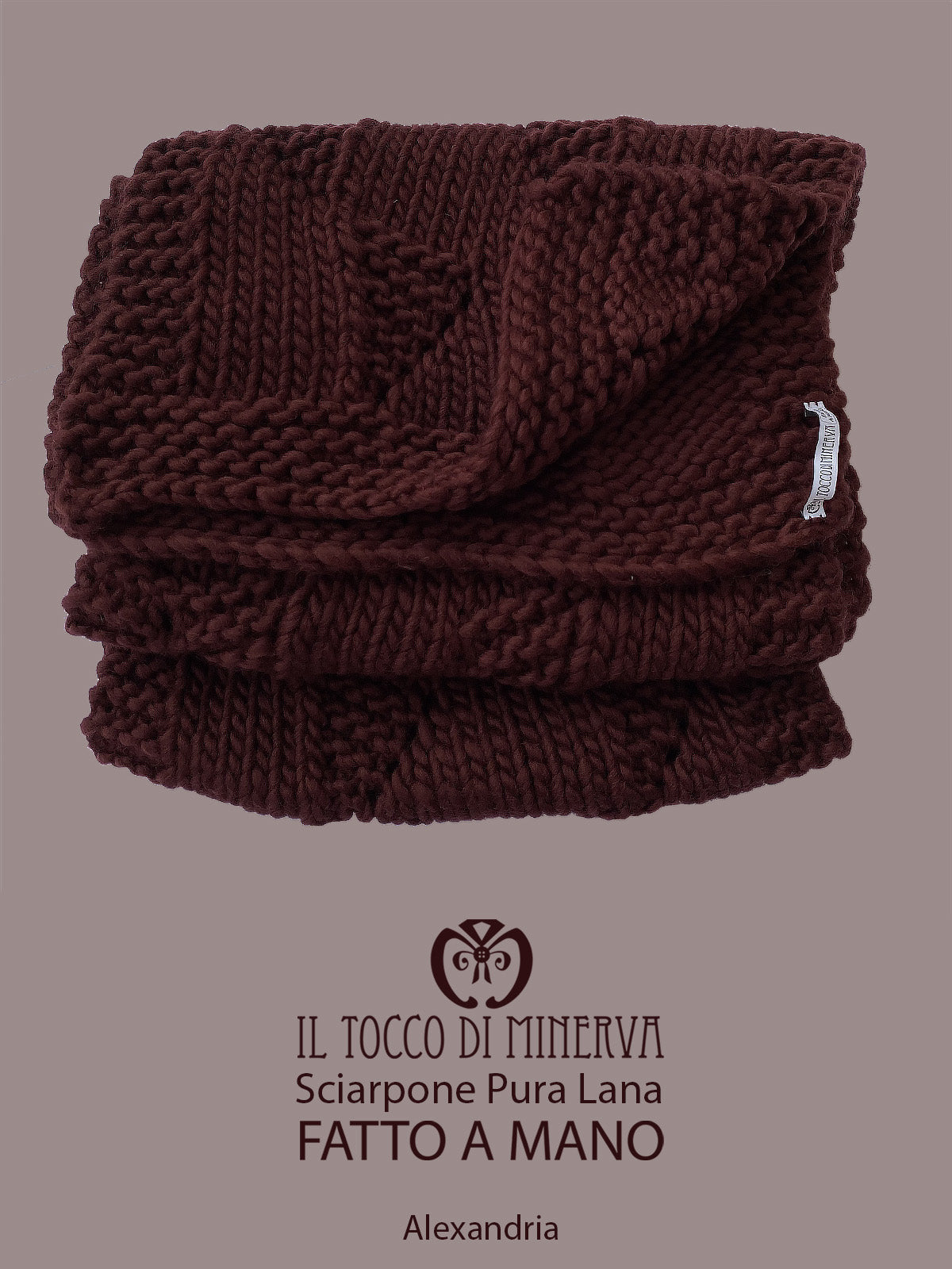 Sciarpone pura lana bordeaux Alexandria - Realizzato a Mano - Il Tocco di Minerva