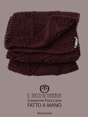 Sciarpone pura lana bordeaux Alexandria - Realizzato a Mano - Il Tocco di Minerva