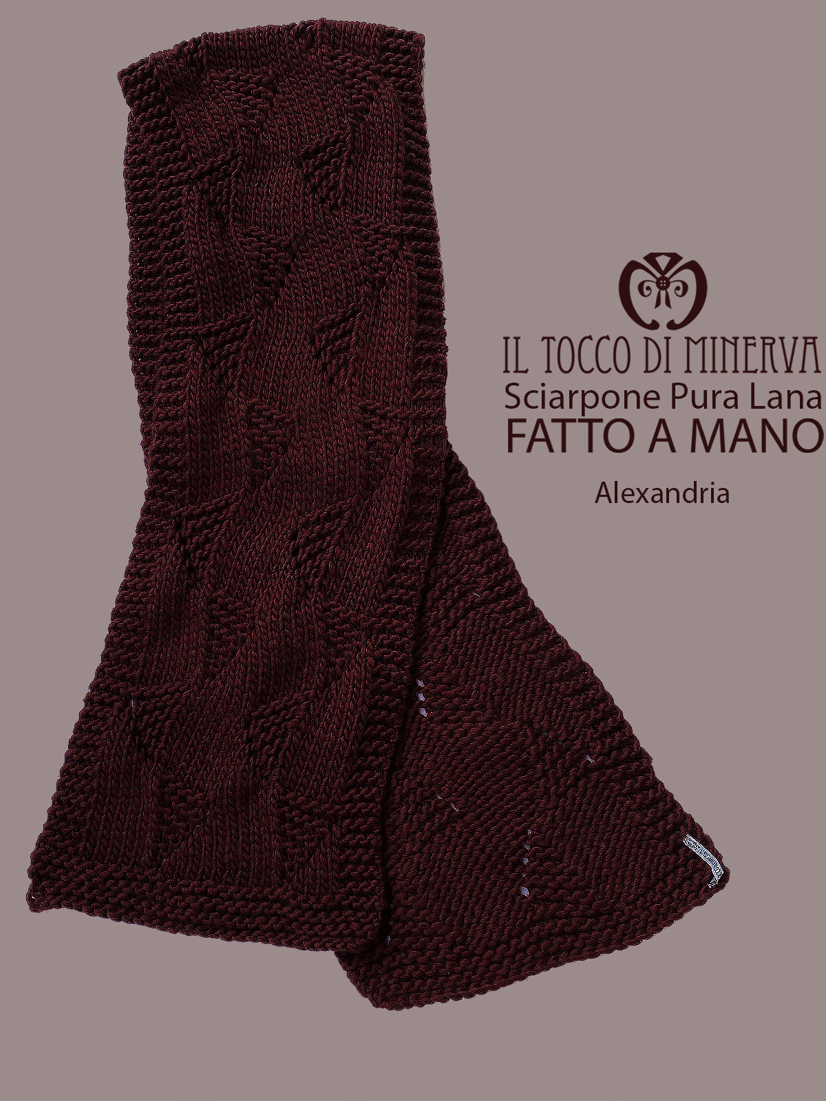 Sciarpone pura lana bordeaux Alexandria - Realizzato a Mano - Il Tocco di Minerva