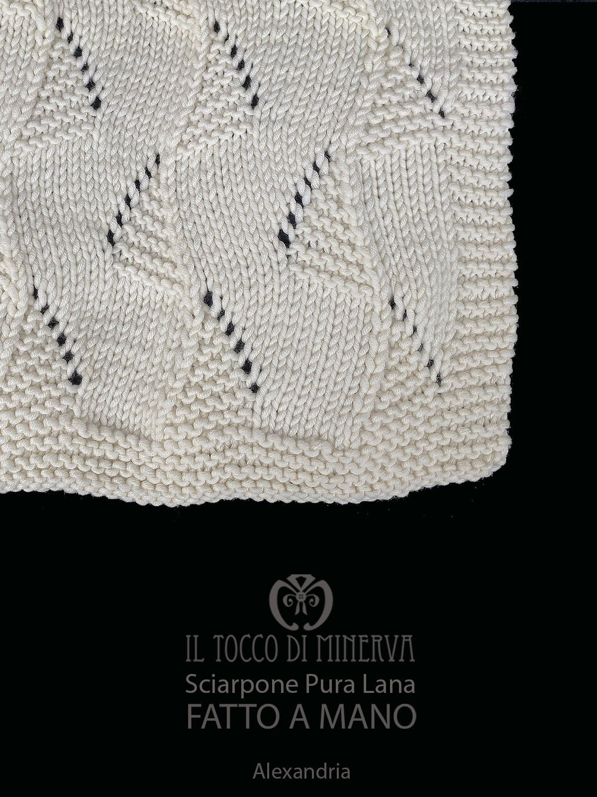 Sciarpone pura lana panna Alexandria - Realizzato a Mano - Il Tocco di Minerva