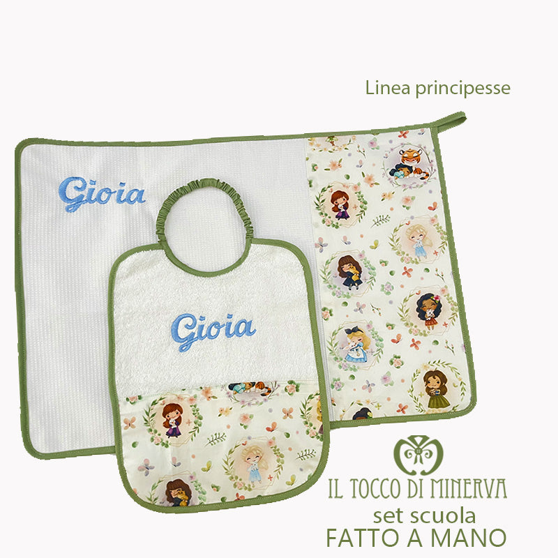 Kit scuola bambina Linea Principesse verde - Fatto a mano - Il Tocco di Minerva