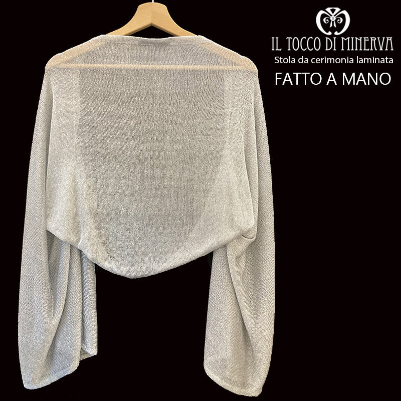 Stola tessuto laminato grigio - Fatto a mano - Il Tocco di Minerva