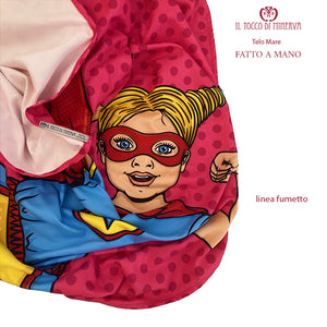 Telo Mare Microfibra linea Fumetto - Fatto a Mano - Il Tocco di Minerva