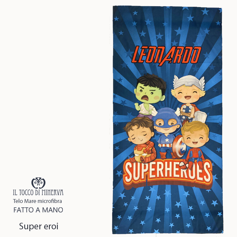 Telo Mare Microfibra linea supereroi - Fatto a Mano