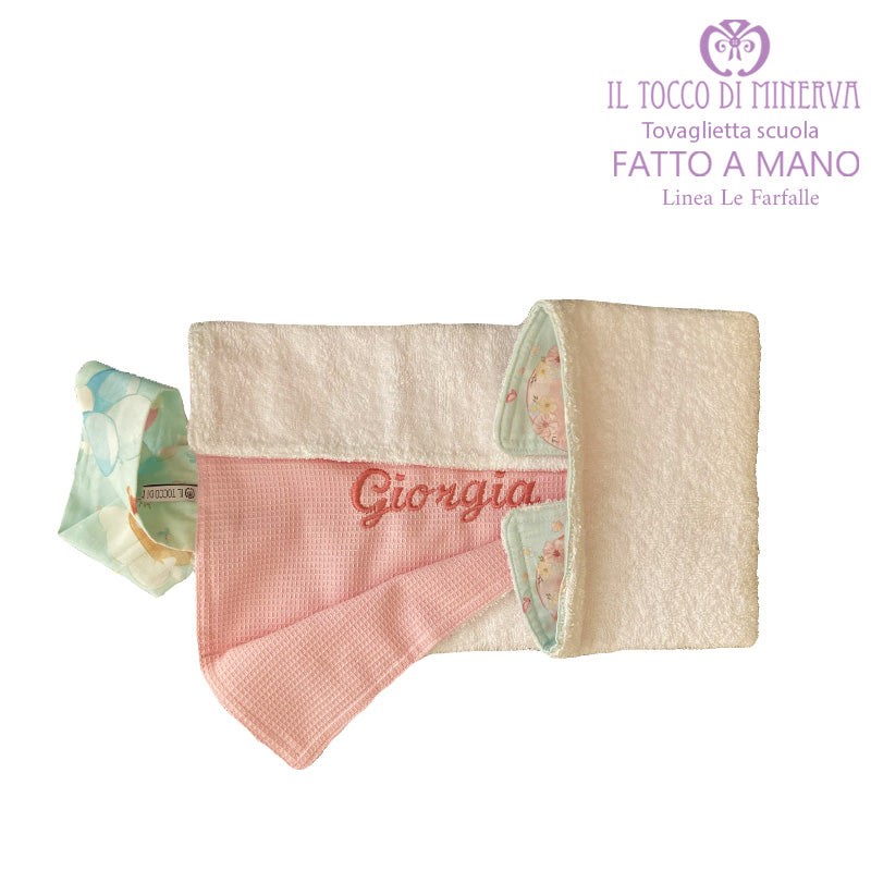 Tovaglietta asilo nido bambina Linea Le farfalle - Fatto a mano - Il Tocco di Minerva