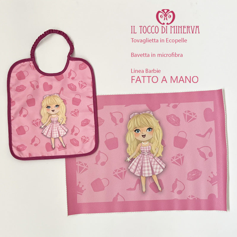 Tovaglietta ecopelle e bavetta microfibra -fatto a mano - Il Tocco di Minerva