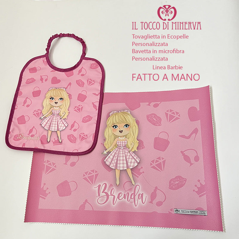 Tovaglietta ecopelle e bavetta microfibra personalizzate - Il Tocco di Minerva