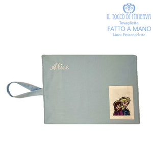 Tovaglietta asilo nido bambina Linea frozen celeste - Fatto a mano - Il Tocco di Minerva