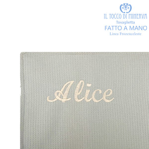 Tovaglietta asilo nido bambina Linea frozen celeste - Fatto a mano - Il Tocco di Minerva