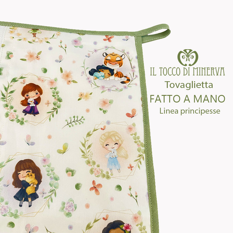 Tovaglietta scuola bambina Linea Principesse verde - Fatto a mano - Il Tocco di Minerva