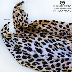 Turbante per capelli Cotone Animalier Leopardato Realizzato a Mano - Il Tocco di Minerva