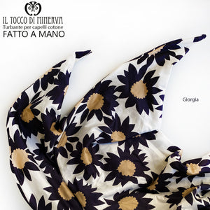 Turbante per capelli Cotone fiorato Giorgia Realizzato a Mano - Il Tocco di Minerva