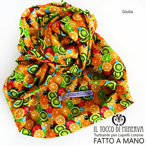 Turbante per capelli Cotone arancione Giulia Realizzato a Mano - Il Tocco di Minerva