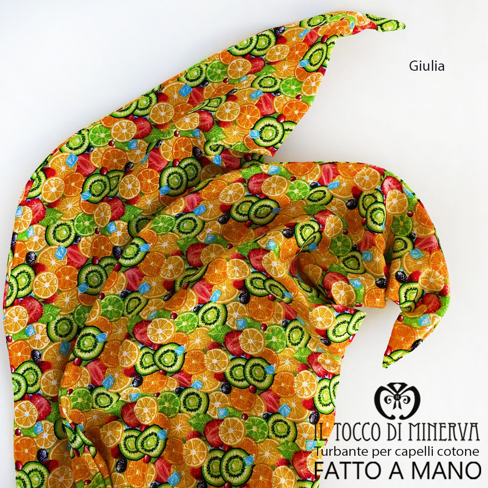 Turbante per capelli Cotone arancione Giulia Realizzato a Mano - Il Tocco di Minerva