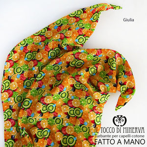 Turbante per capelli Cotone arancione Giulia Realizzato a Mano - Il Tocco di Minerva