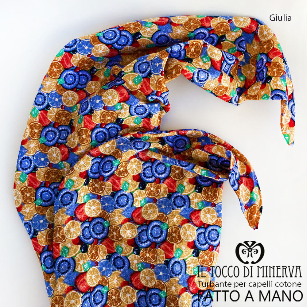 Turbante per capelli Cotone beige Giulia Realizzato a Mano - Il Tocco di Minerva