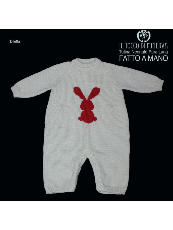 Completo Neonato Rosso Pura Lana e Cotone Diletta Realizzata a Mano - Il Tocco di Minerva