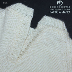 Tutina Neonato panna rosso Pura Lana Diletta Realizzata a Mano - Il Tocco di Minerva