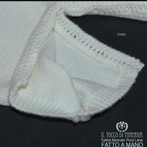 Tutina Neonato panna rosso Pura Lana Diletta Realizzata a Mano - Il Tocco di Minerva