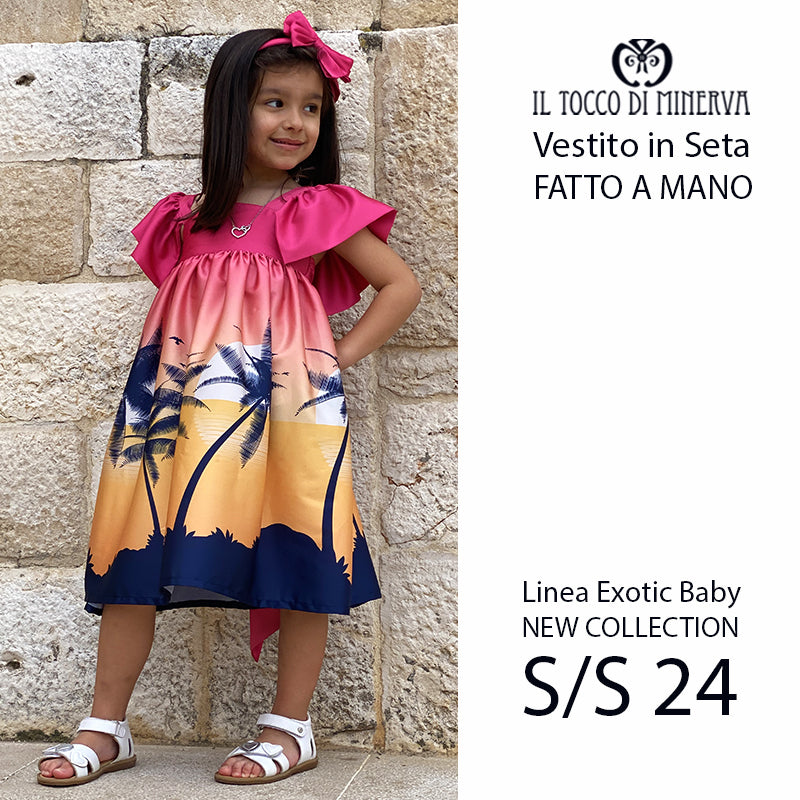 Vestito da bambina in seta Linea Exotic Summer 24 - Fatto a Mano - Il Tocco di Minerva