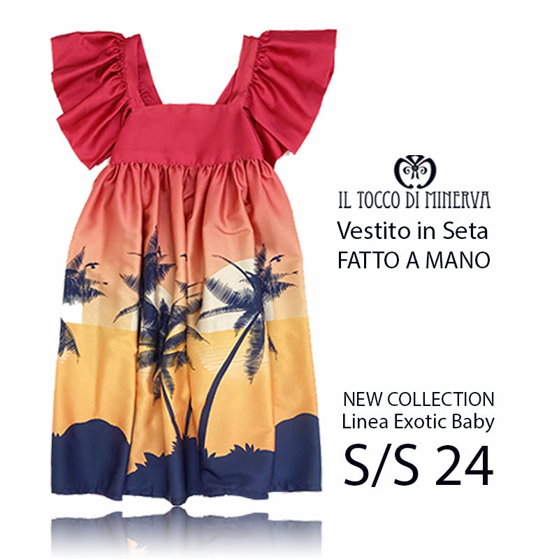 Vestito da bambina in seta Linea Exotic Summer 24 - Fatto a Mano - Il Tocco di Minerva