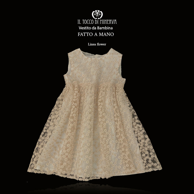 Vestito da Bambina Rosa tenue Linea Flowers - Fatto a Mano - Il Tocco di Minerva