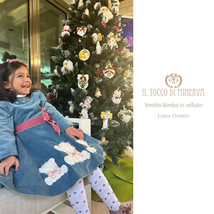 Vestito in velluto Bambina Linea Orsetto - Fatto a mano - Il Tocco di Minerva